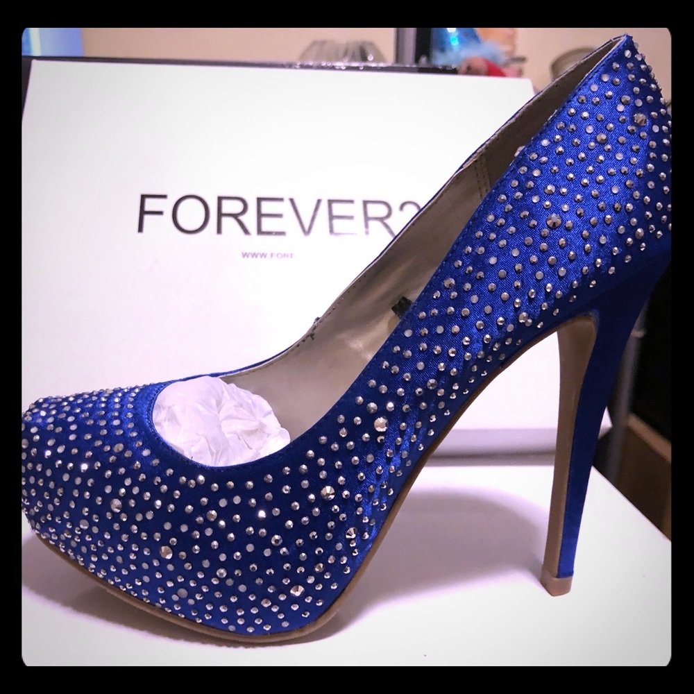 Royal blue bling heels